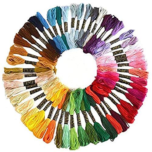Cleana Arts 50 Colores Hilos de Bordar, Hilos Punto de Cruz Herramientas con Accesorios, Bordado Kit Usado en Costura y Para Hacer Pulseras, 8m (50 Colores)