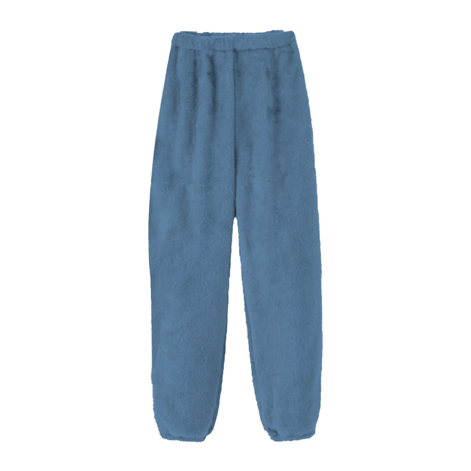 Traje de casa para mujer, suave, cálido, de dos piezas, para invierno, elegante, largo, cuello redondo, camiseta de dormir con bolsillos, juego de pantalones de pijama mullido, ropa de dormir, chándal