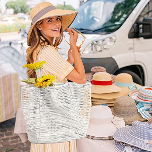 Image of KALIDI Beach Nylon Mesh Tote Bag, Casual Tote Bag Hobo Women Foldable MAX 23L Shoulder Bag For Beach Picnic Vacation