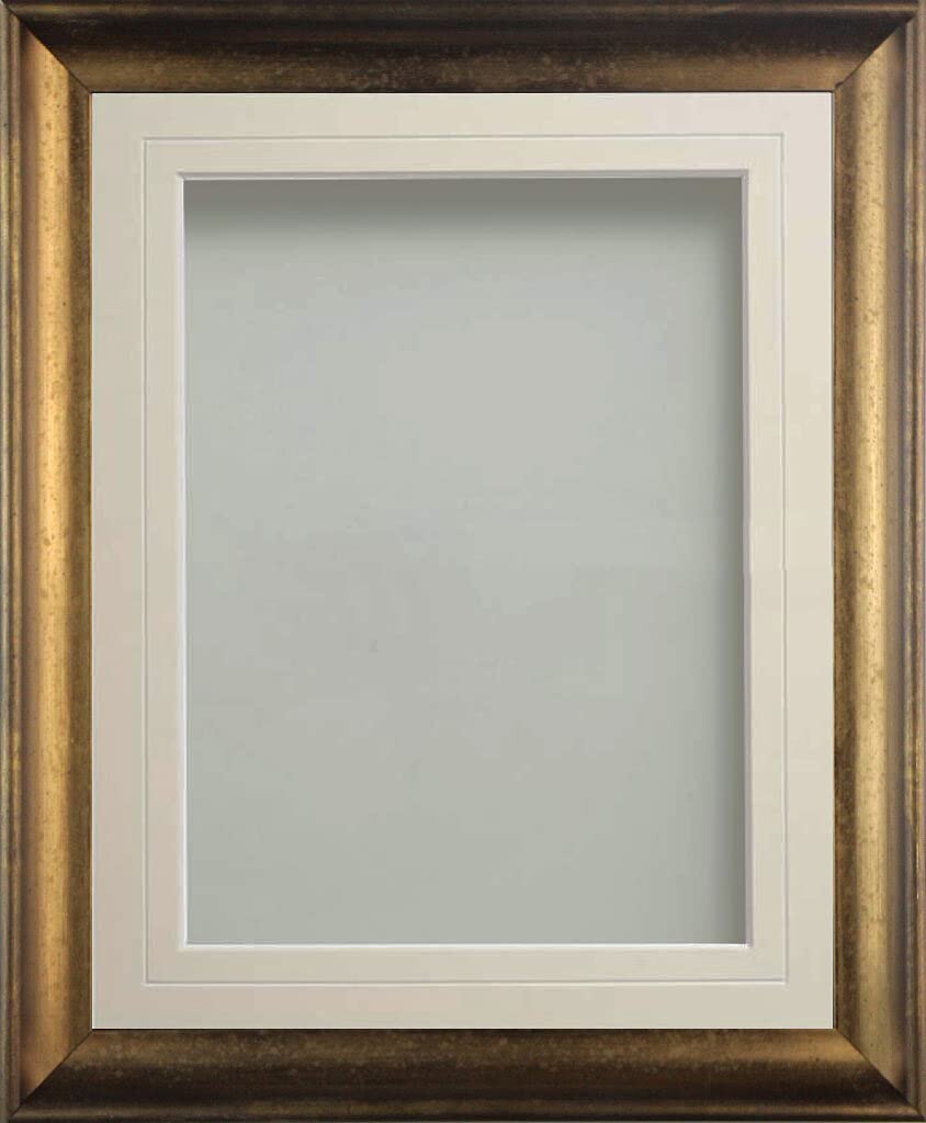 Frame Company Anglesey Range Wooden Burnt Copper 12x10inch Frame With Ivory V-Groove Mount For Image 9x7inch, Fitted with Real Glass
