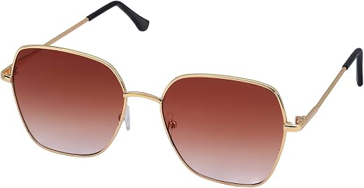 Carlton London Women Gold and Black Toned Brown UV Protected Lens Oversized Sunglasses