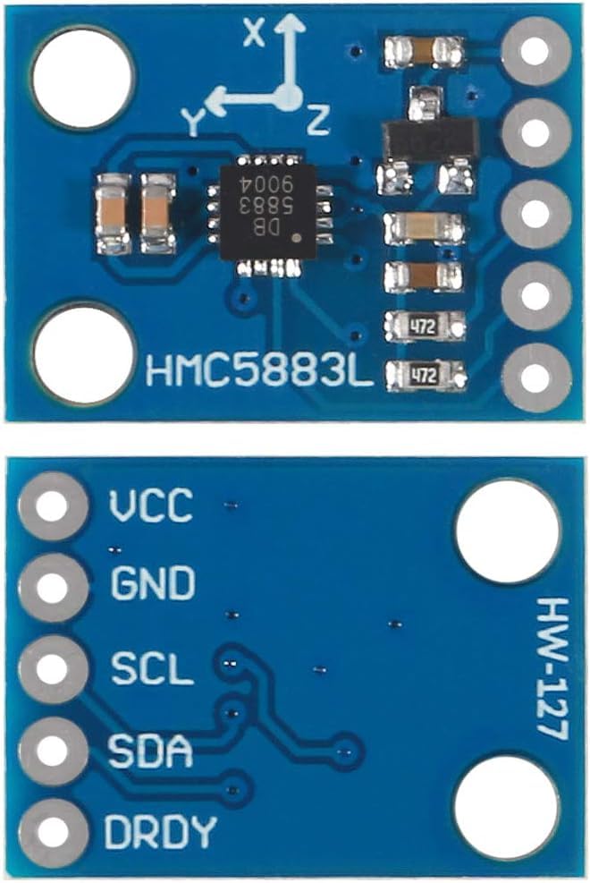 QMC5883L GY-273 3-Axis Magnetometer Compass Sensor Module with I2C Interface 12-Bit ADC Accurate Heading Detection for UAV GPS Robotics Navigation Location-Based Systems-image-35