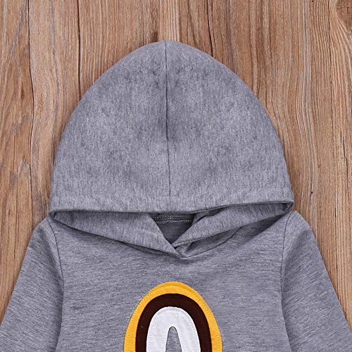 Bulingna Toddler Kids Baby Girl Boy Rainbow Hooded Sweatshirt Pullover Hoodies Pants Joggers Casual Tracksuit Set (Gray, 3-4T) #TOP3