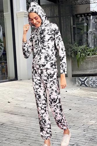 Image of POPWINGS Casual Self Design Solid Sweatshirt and Joggers Co-Ords Set for Women | Trendy Stylish Top and Bottom Set for Women | Women Hooded Sweatshirt and Joggers Set | Women Co Ords Set Summer Wear