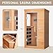 BNEHS 1 Person Infrared Sauna, Full Spectrum Mini Sauna for Home, Indoor Dry Sauna with 4 Heater Panels, Bluetooth Speaker, Tempered Glass Door, Compact and Easy to Use, 110V