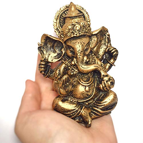 Kit Mini Estátua Ganesha + Buda Hindu + 2 Castiçais