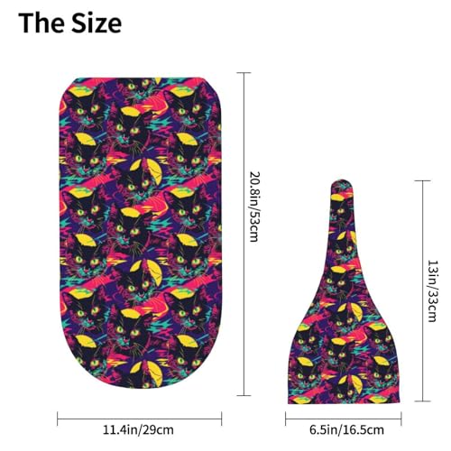 Image of Neon Cats with Moon Newborn Swaddle Blankets Hat Sets Soft Baby Receiving Blanket Swaddle Sack for Baby Shower Infant Boy Girl Gift