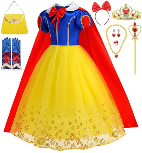 SYoimy Disfraz de princesa para niñas, disfraz de princesa, fiesta de cumpleaños, Halloween, cosplay con accesorios, Amarillo, 2-3 años