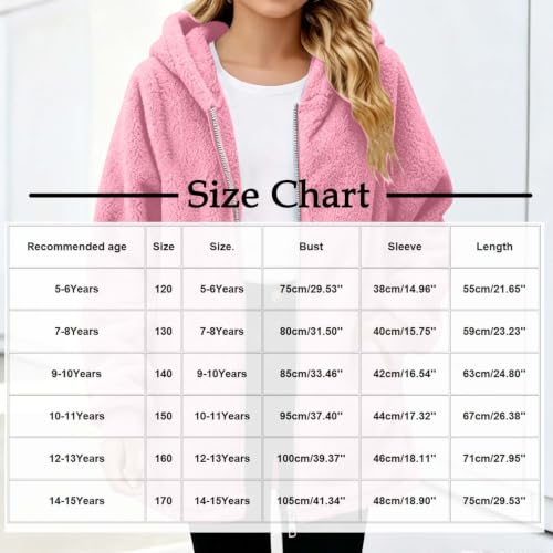 VXRDJU Girls Fleece Jacket Oversized Sherpa Zip Up Hooded Outwear - image 4