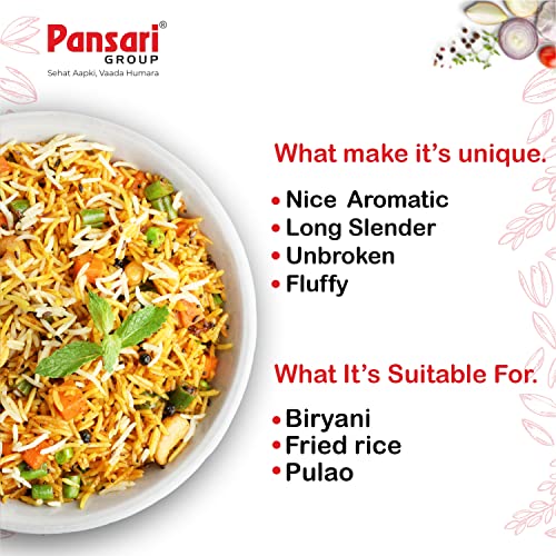 Image of Pansari Signature Basmati Rice with Great Taste and Pure Aroma | Long Grain, Naturally Aged(2-Years) with Fortified | Basmati Rice /Biryani Rice /Pulao Rice - (Pack of 4 x 5kg)