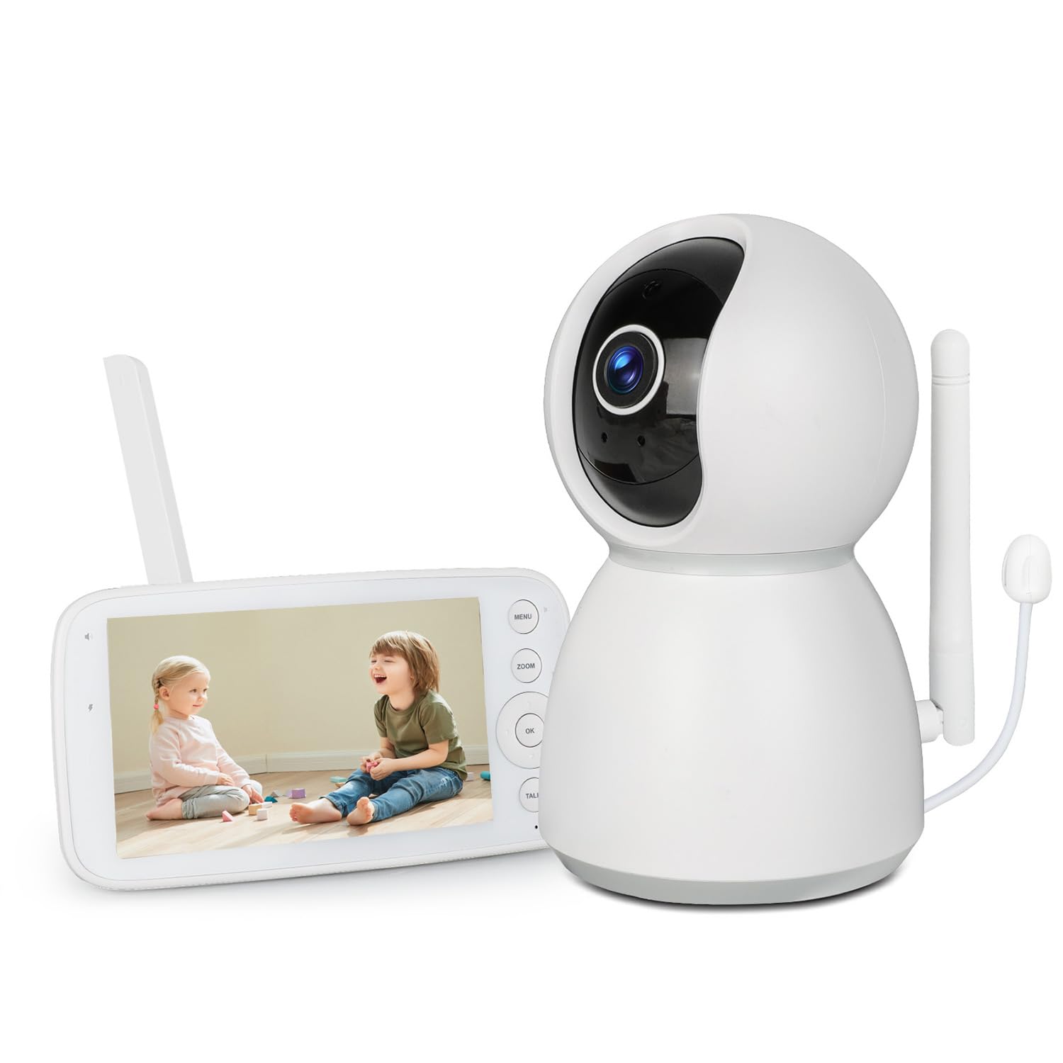 ByxsbBaby Monitor,5-Inch LCD Screen, Night Vision, VOX, Double Zoom, Two-Way Talk, Temperature Alert, Lullaby, Secure Transmission