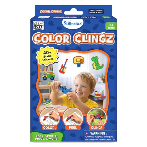 Image of Skillmatics Cling Art - Color Clingz, 40+ Reusable Static Stickers, Mess-Free Fun for Kids, DIY Craft Kits & Supplies, Travel Toys, Creative Gifts for Boys and Girls Ages 3, 4, 5, 6, 7