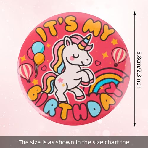 Happy Birthday Pin, Cute Cartoon Theme It's My Birthday Button Badge with Rainbow Balloons Pattern for Party Celebration & Decoration Supply2