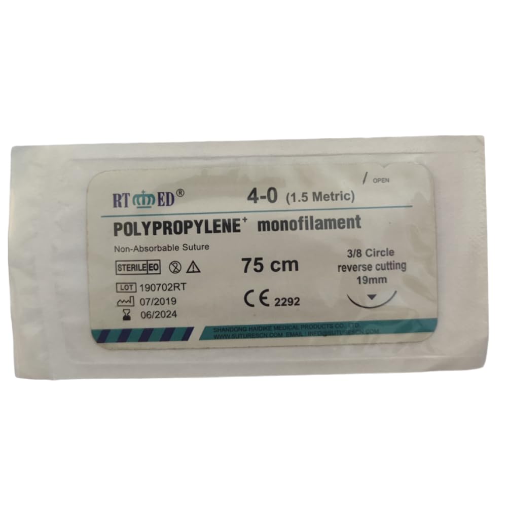 B-Arm Polypropylene Suture Thread (Pack of 12) - Non-absorbable USP 4-0/1.5 Metric | 19mm Reverse Cutting Needle | Suturing Thread and Needle Set | Suture thread for surgery (B0CYX5P8PR) Amazon Price History, Amazon Price Tracker