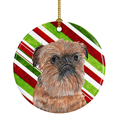 Caroline's Treasures Brussels Griffon Candy Cane Christmas Ceramic Ornament Christmas Tree Hanging Decorations for Home Christmas Holiday, Party, Gift, 3 in, Multicolor