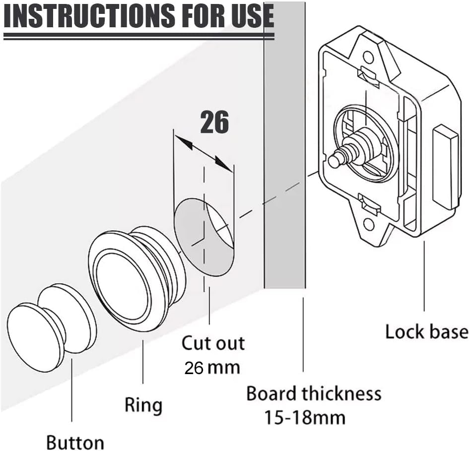Opaltool 10pc Push Button Latch Lock, 15-18mm Latch Knob Keyless Door Lock for RV Boat Yacht Campervan Cupboard Door Cabinet - Image 4