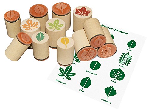 Holzstempel Blätter, Holzstempel Laubblätter, Blätterstempel 12er Set, Stempel Set Blätter
