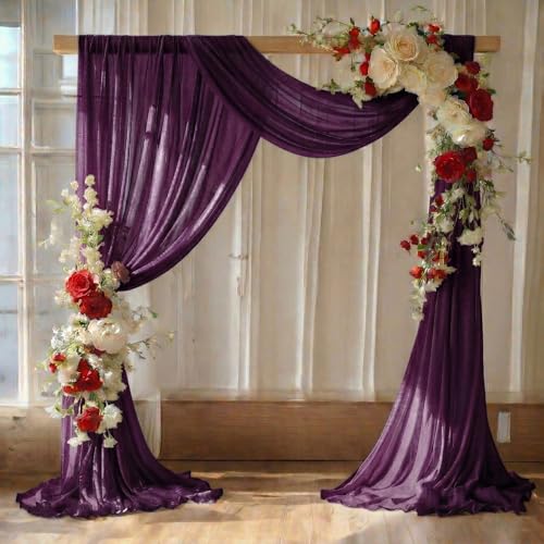 Pack of 1 Wedding Arch Drape Panel Fabric 30" x 30ft - Eggplant