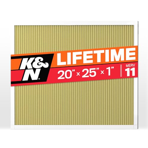 K&N 20x25x1 Air Filter Merv 11 Washable Air Filter the Last Furnace Filter You Will Ever Buy Breathe Safely at Home or in the Office (Actual Dimensions .8 x 24.6 x 19.6 inches 1 Count (Pack of 1)