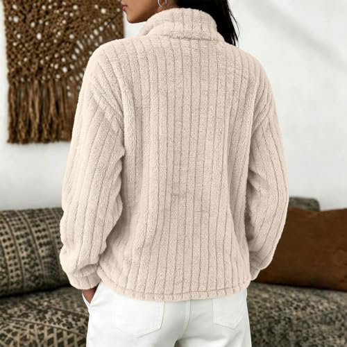 Sherpa Fleece Jacket Women Stand Collar Button Coat Travel Winter Daily Use - image 3