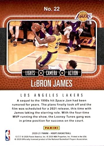2020-21 Hoops Lights Camera Action #22 LeBron James Los Angeles Lakers NBA Basketball Trading Card image 4