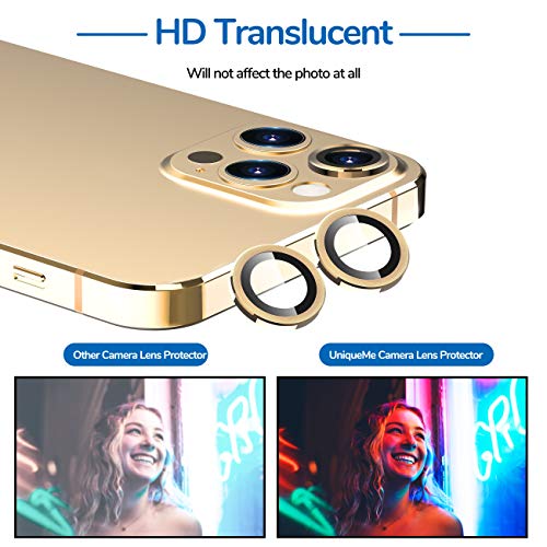 [5 Pack] UniqueMe Camera Lens Protector Compatible for iPhone 12 Pro Max 6.7 inch, [Precise Cutout] Camera Cover Circle Tempered Glass - Gold - Thumbnail 5