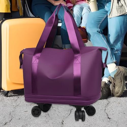 Wheeled Travel Tote – Large Capacity Rolling Duffel Bag with 360° Spinner Wheels | Lightweight Luggage with Water-Resistant Material, Wet-Dry Divider Compartment for Business or Leisure Travel2