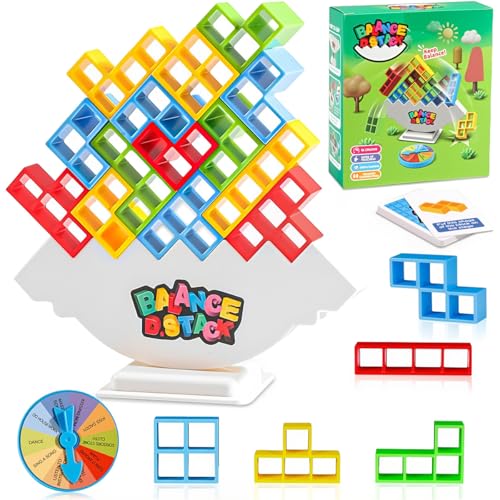 EduPlayte Tetris Spiel Tetra Tower Game Kinder Spiel Balancespiel für Kinder Erwachsene Turmspiel Stapelspiel 48Blöcke Balance Team Turm Spiele Terrasse Tower Spiel für Jungen Mädchen ab Jahre 3+