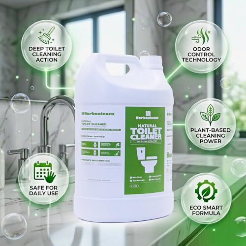 Image of Natural Toilet Cleaner 5L Pack | Plant-Derived, Non-Toxic & Non-Corrosive Formula | Commode Cleaner for Hygienic Bathroom Cleaning | Includes Free Empty Spray Bottle