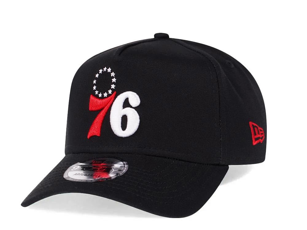New Era Unisex Black Philadelphia 76Ers 9Forty A Frame Snapback Cap, One Size