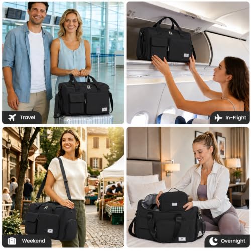 Image of FIORETTO Women's Gym Duffle Bag with Shoes Compartment, 30L Capacity, Ideal for Travel, Gym, Sports, Duffel, Weekender