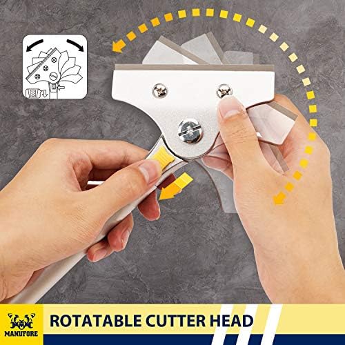 MANUFORE 4in Paint Scraper with Movable Head and Long Ergonomic Handle Putty Knife with 5pcs Blades Perfect for Scraping Paint, Wallpaper, Stickers, Labels and Glue
