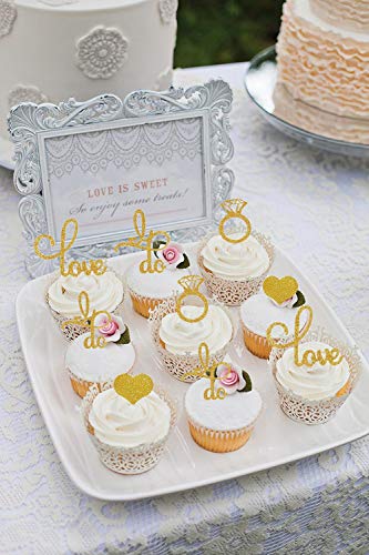 Jevenis Set Of 44 Wedding Cupcake Toppers Diamond Ring Cupcake Toppers I Do Cupcake Topper For Wedding Engagement Bridal Shower Decorations #TOP4