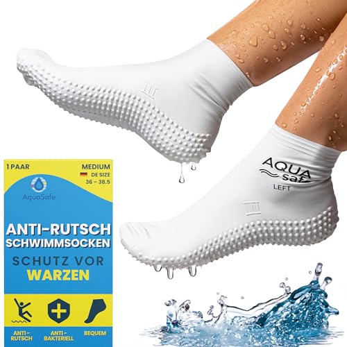 Aquasafe Guardsocks Unisex Schwimmsocken mit Verucca-Socken, weiß, Medium (Kids 36-38.5)