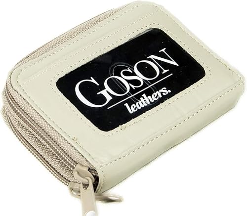 Goson Womens Leather Mini Wallet Credit Cards Cash Coin Holder (Beige, 4.5" x 3" x 1.25")