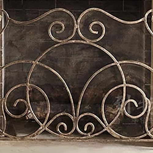 Paravento per camino, schermo piatto in ferro battuto, protezione in rete autoportante per la decorazione domestica