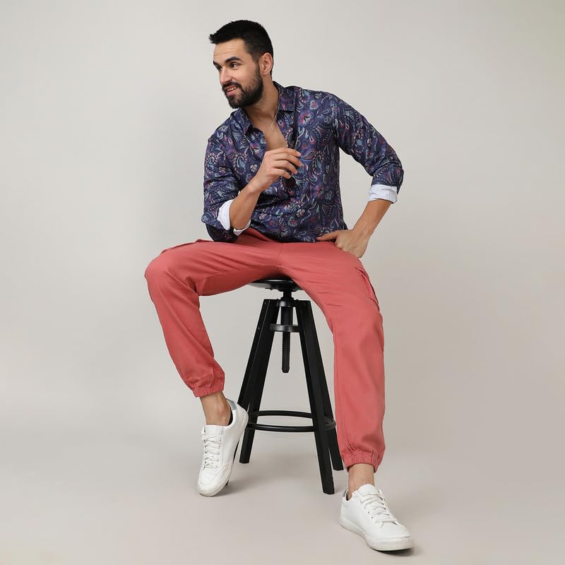 Image of CAHOOT Men's Twisted Crease Shirt for Casual Wear | Spread Collar | Long Sleeve | Button Closure | Shirt Crafted with Comfort Fit for Everyday Wear