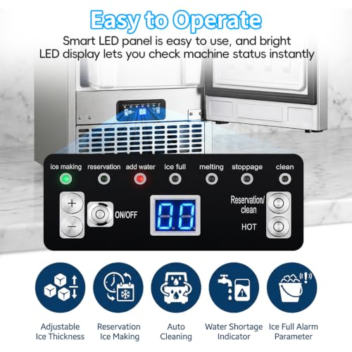 Image of 100Lbs /24H Commercial Ice Maker, 30Lbs Storage with Self-Cleaning