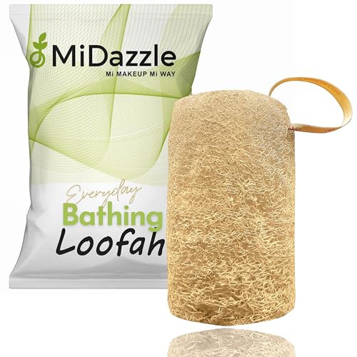 Image of Midazzle Natural Bath Loofah Scrubber - Premium Exfoliating Body Scrubber for Deep Cleansing, High-Lather Foam, Gentle Skin Renewal, Improved Circulation, and Refreshing Bath Experience (MIOL6101)