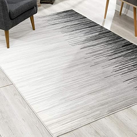 RUG BRANCH Montage Contemporary Abstract Lines Black Grey Indoor Area Rug for Living Room, Bedroom, Dining Room, and Kitchen - 5' x 7' (5'3" X 7'7") Cover