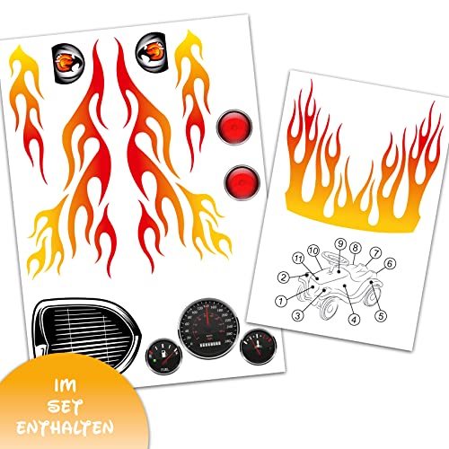 Finest Folia Aufkleber Set kompatibel mit Big Bobby Car Classic Sticker für Kinderfahrzeug Rutschauto Spielauto Design Folie für Mädchen Jungen R194 (10 Hot Rod) – Bild 3