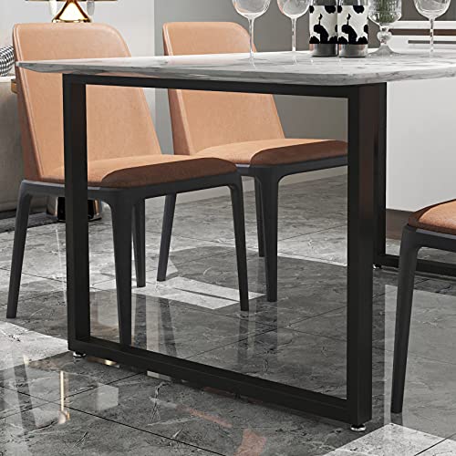 Image of Metal Table Legs 28''Hight 35'' Wide Heavy Duty Furniture Legs, Modern Desk Legs Multiple Uses for Dinning Table Coffee Table (Rectangle Shape, 2pcs)-Black