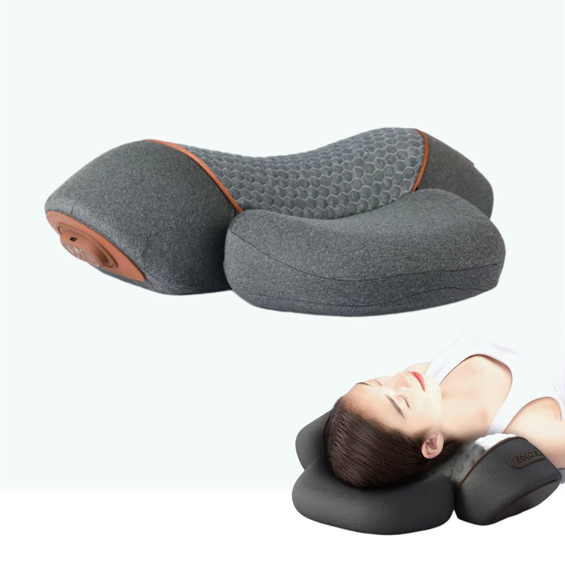 3-in-1 Elektrische Nackenmassagegerät – Sofortige Schmerzlinderung, Natürliche Halskrümmungs-Wiederherstellung & Stressabbau – Ideal für Büro, Zuhause & Familien (Massage, Dehnung & Wärmetherapie)