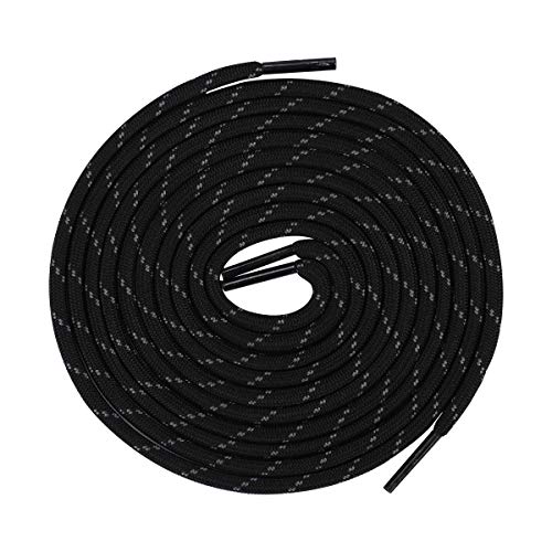 2 Pair Durable Round Shoelaces Non Slip Heavy Duty Outdoor Climbing Shoelaces Hiking Walking Shoelaces (31.5 inch (80cm), Black Dark Gray)