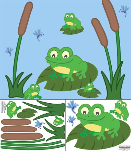 Create-A-Mural Cute Frog Decals Wall Stickers ~ Perfect for Nursery, Baby Room, Preschool, etc.