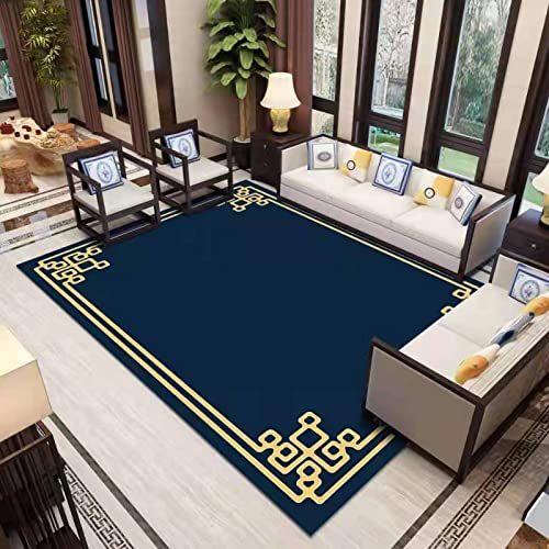 Tapis anti-dérapant grand format qui ne perd pas ses poils bleu jaune