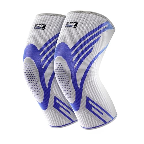 Frido Active Knee Cap Support for Men & Women | Active Compression for Pain Relief & Joint Support | Knee Sleeve for Gym, Running, Jogging, Sports & Workout | Anti-Sweat Knee Brace (1 Pair) Grey, S