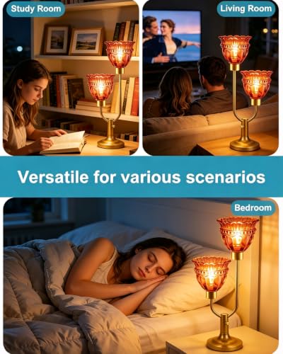 Image of Lightdot Mid Century Modern Red Glass Table Lamp Vintage Lamp Gift Dimmable