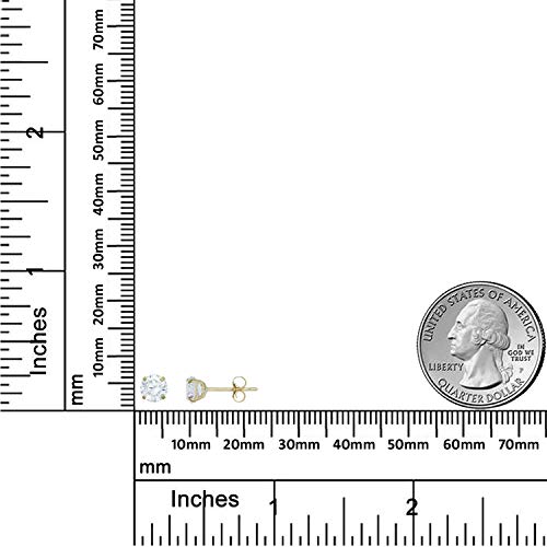 Avora 3-Pair 10K Yellow Gold Round Simulated Diamond Cz Stud Earrings Set, (4Mm,5Mm & 6Mm) #TOP3