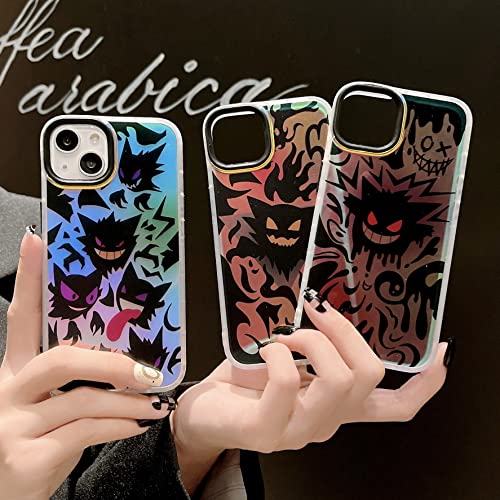 Slrioks Holographic Frosted Smile Red Ghost Eye Comic Phone Case Compatible With Iphone 13 Case Iridescent Laser Novelty Imd Lens Protection Shockproof Fashion Phone Case For Women Girl Men Boy #TOP3